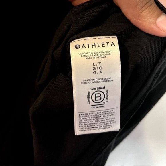 Athleta Santorini Cinch Black Dress Size Tall large - Picture 4 of 6